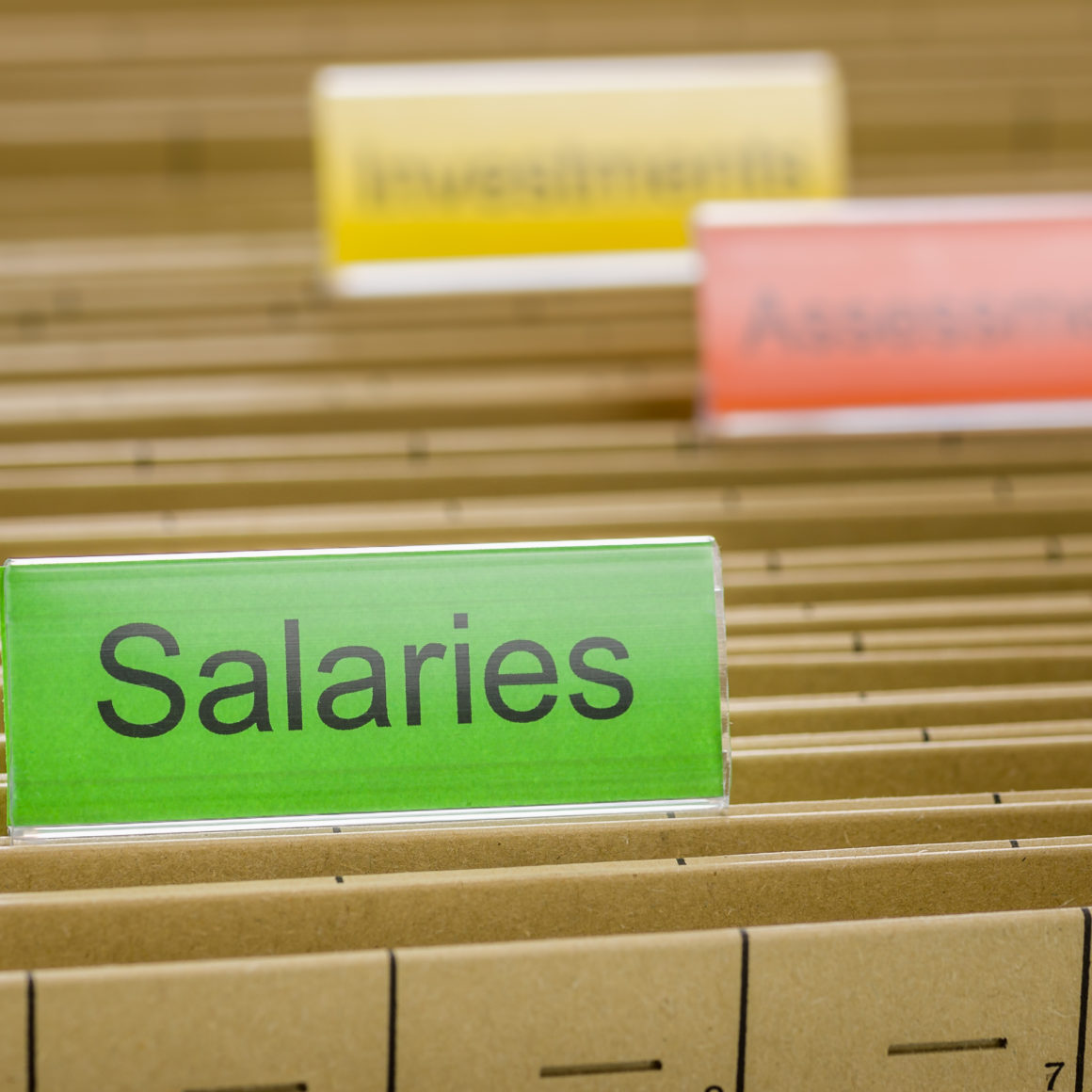 Hanging File Folder Labeled With Salaries