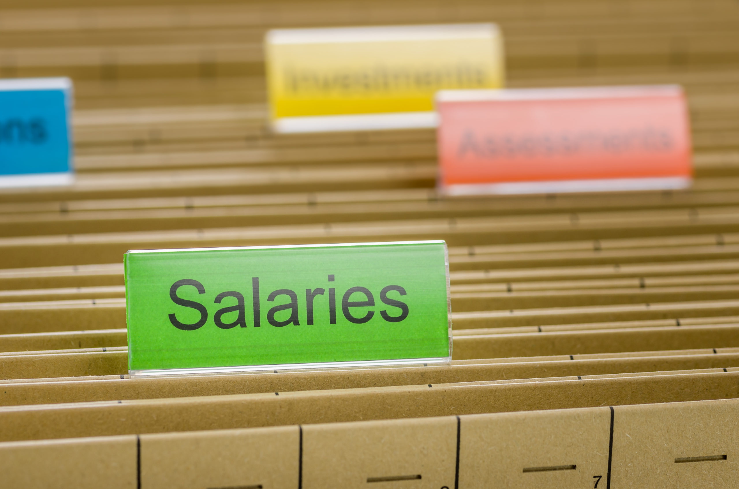 Hanging File Folder Labeled With Salaries