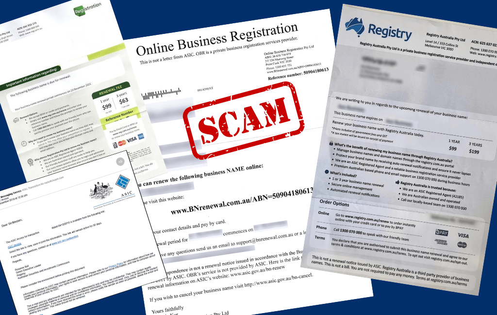 Business Name Renewal Letter and Email Scam