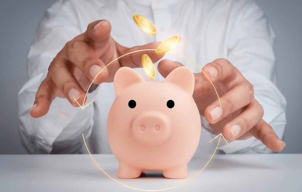 Business owner making superannuation contributions into a savings piggy bank to grow retirement wealth and improve tax outcomes.