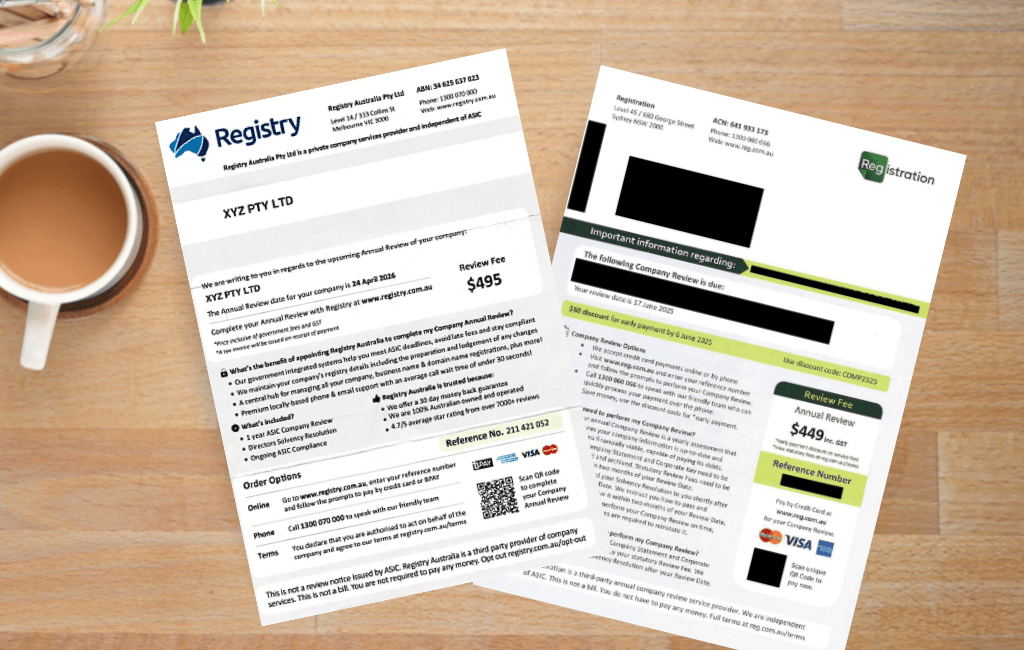 fake ASIC company registration letters
